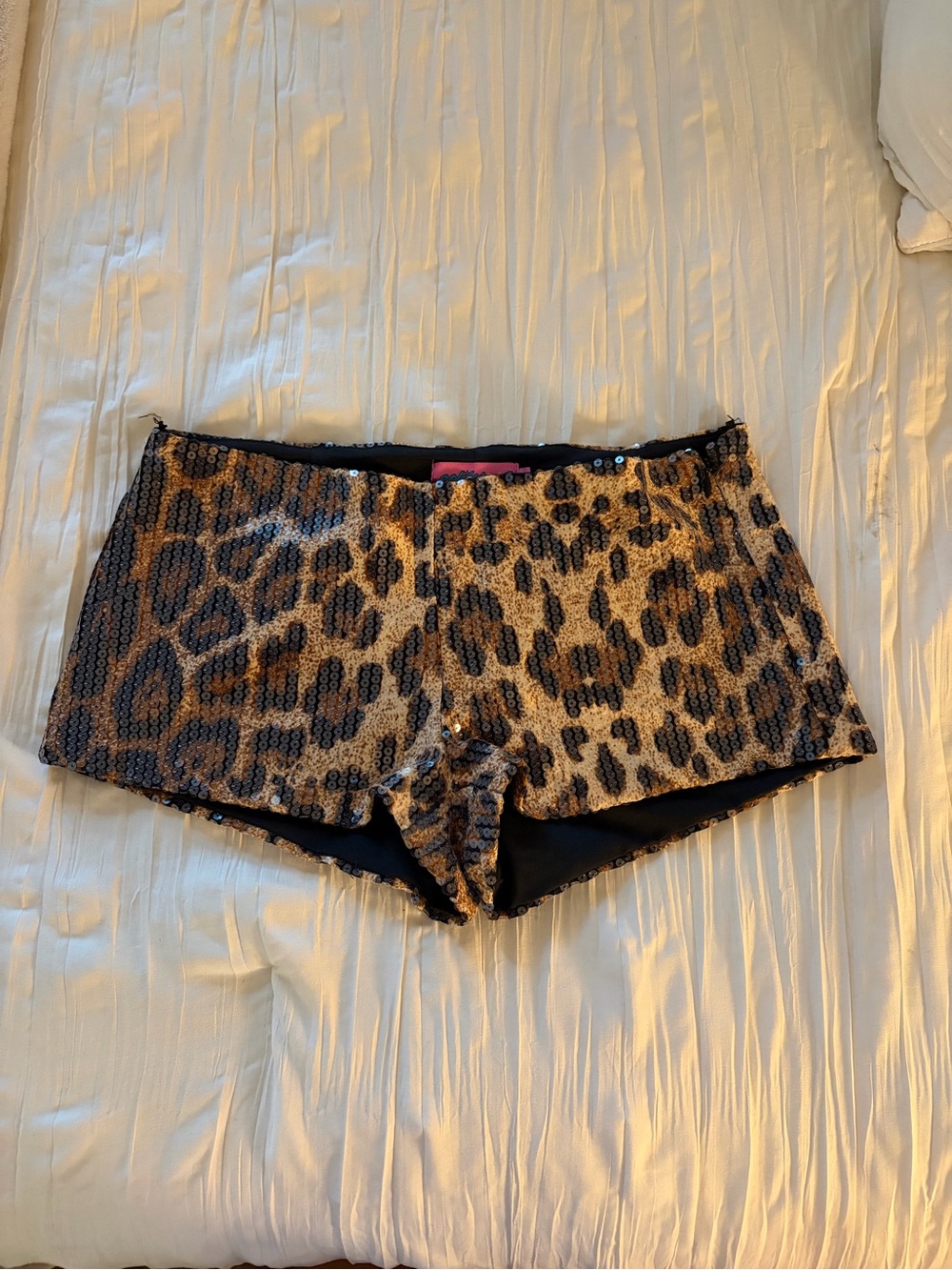 Edikted Leopard Sequin Boyshorts in Tan and Black